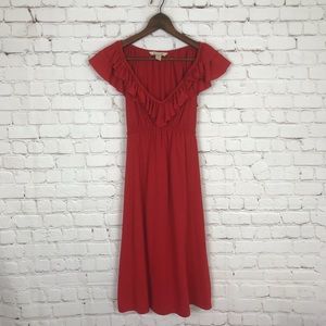 Jonathan Martin Ruffle V-neck Dress